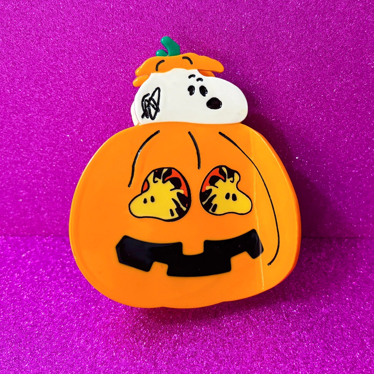Beagle & Bird Pumpkin Claw Clip