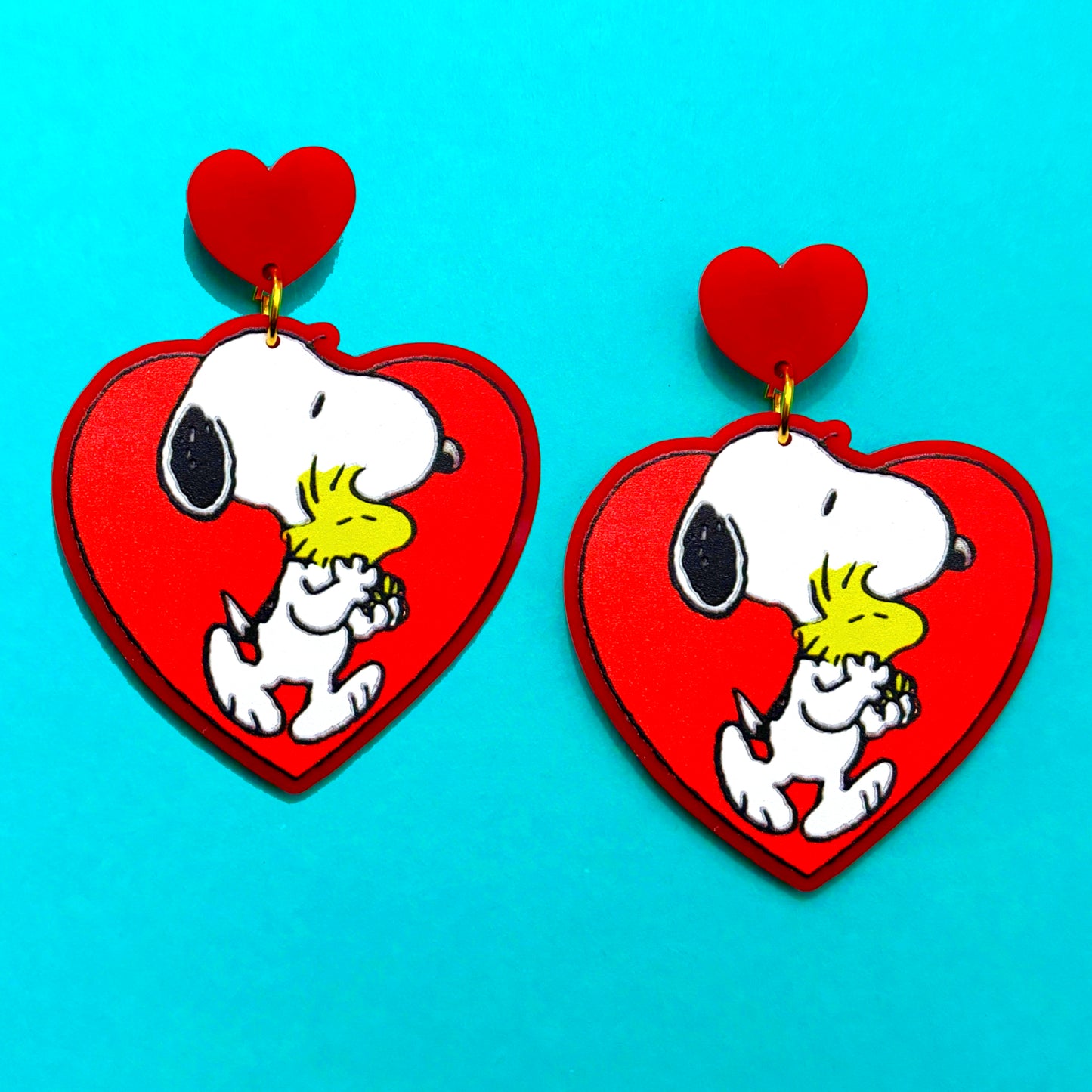 Sweetheart Beagle & Bird Drop Earrings