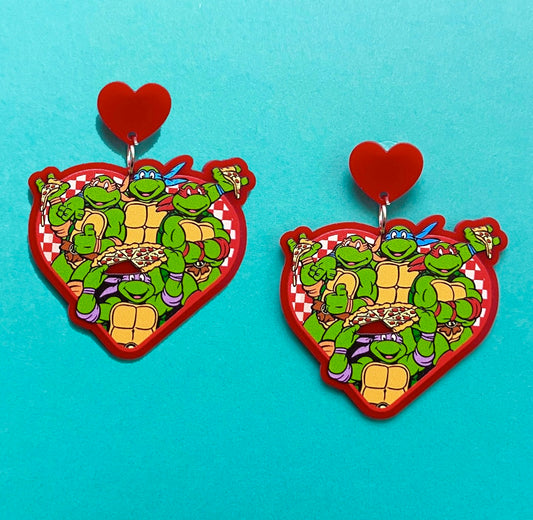 Turtle Time Heart Drop Earrings
