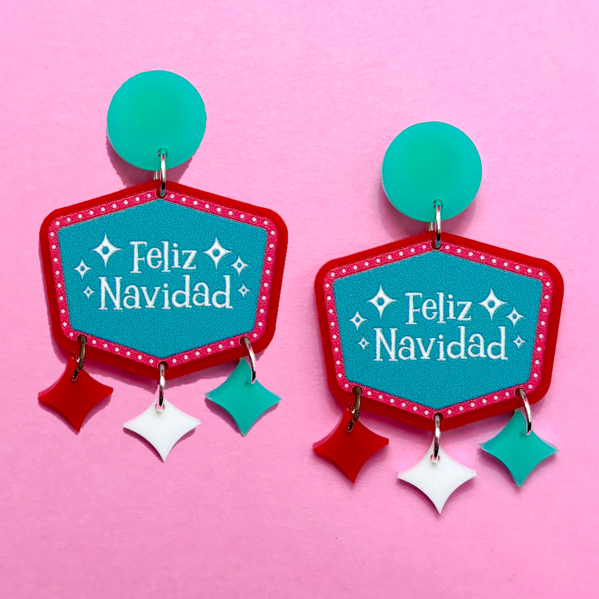 Feliz Navidad Retro Drop Earrings