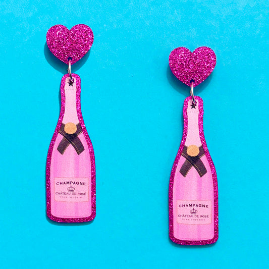 Pink Sparkle Champagne Drop Earrings