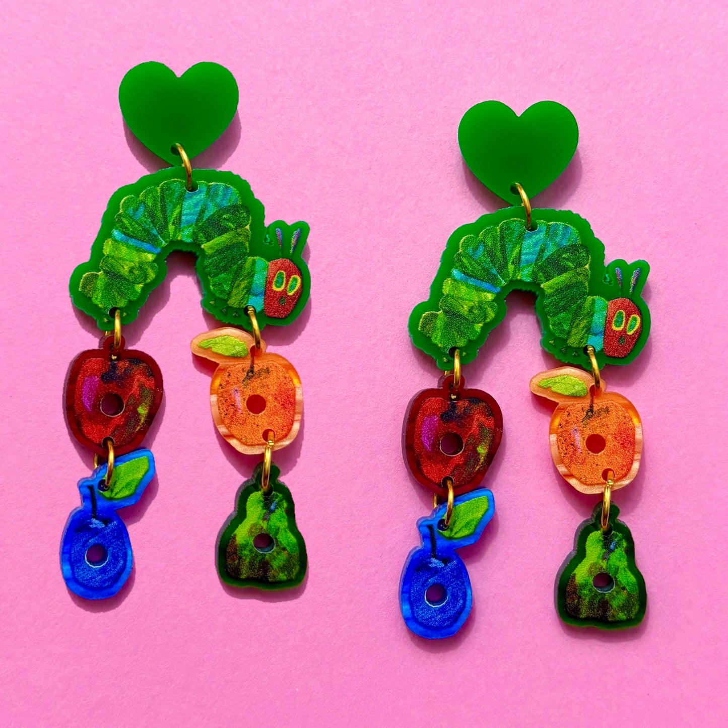 Caterpillar & Fruit Tierer Drop Earrings
