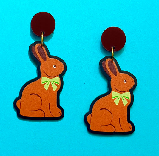 Chocolate Bunny Drop Earrings
