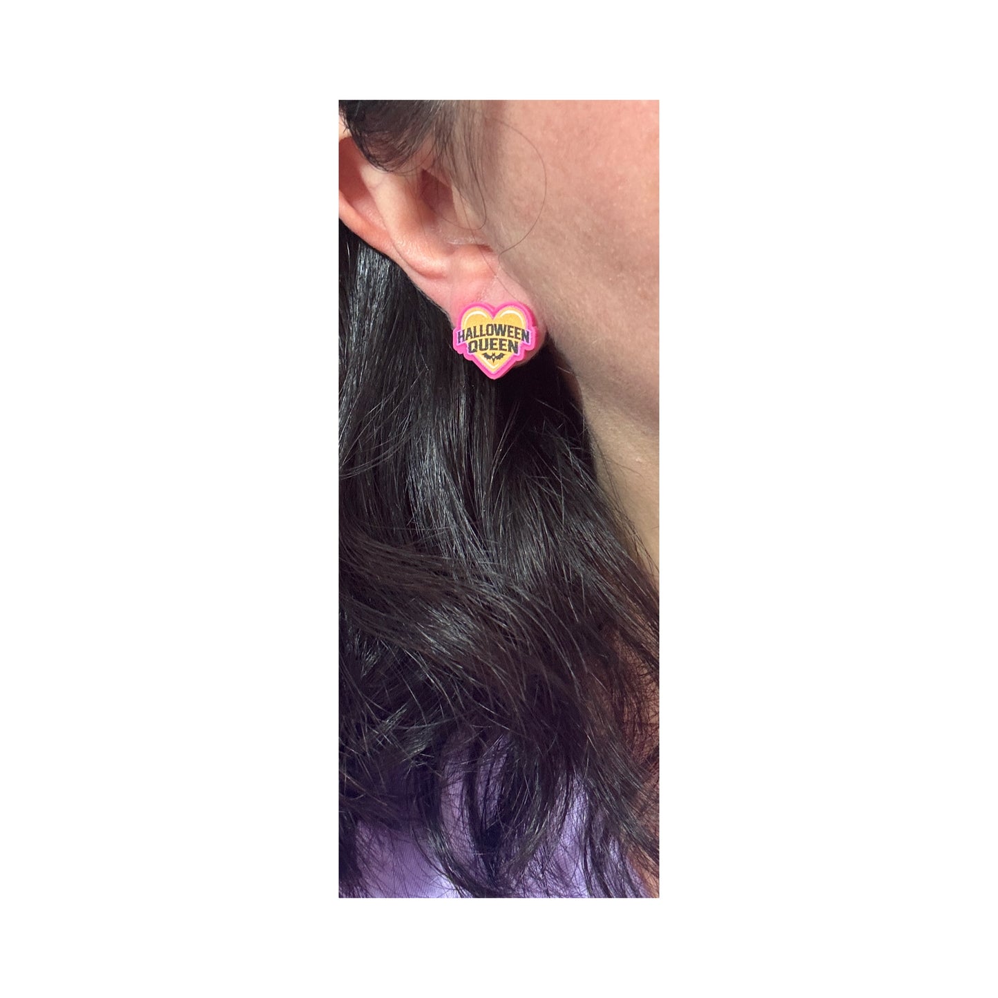 Halloween Queen Heart Post Earrings