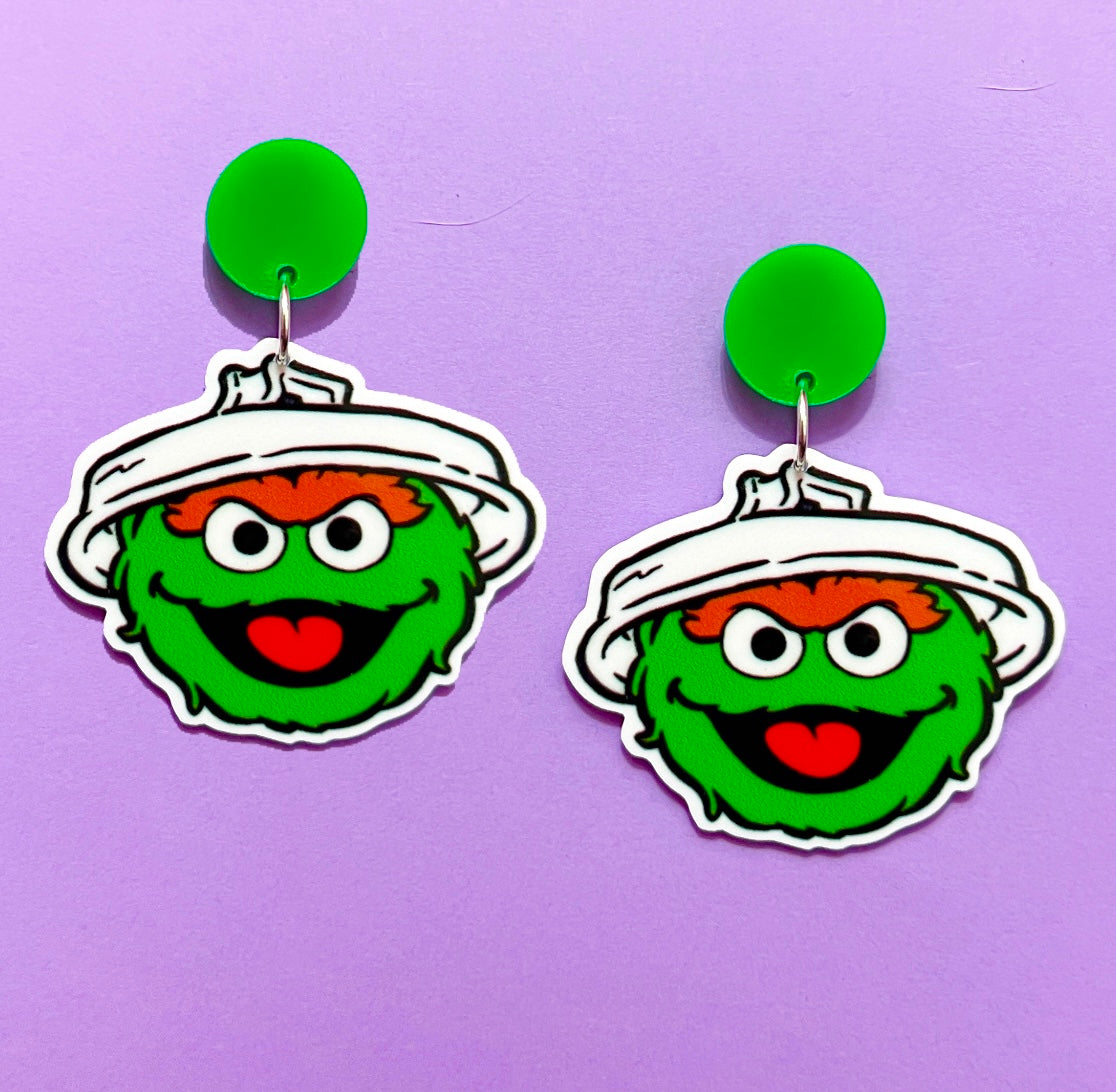 Trash Can Grouch Drop Earrings