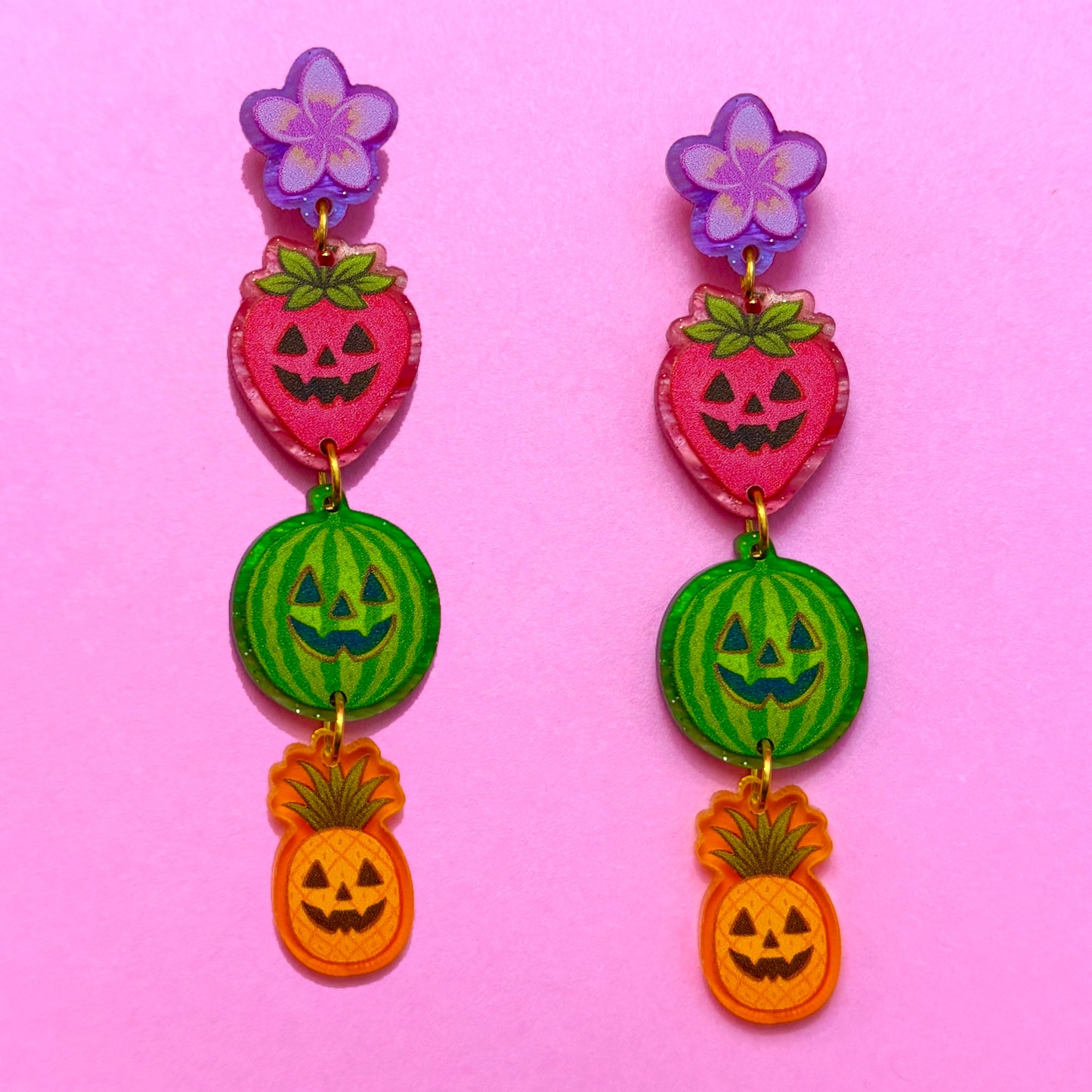 Spooky Fruit Tiered Drop Earrings