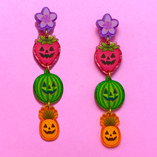 Spooky Fruit Tiered Drop Earrings