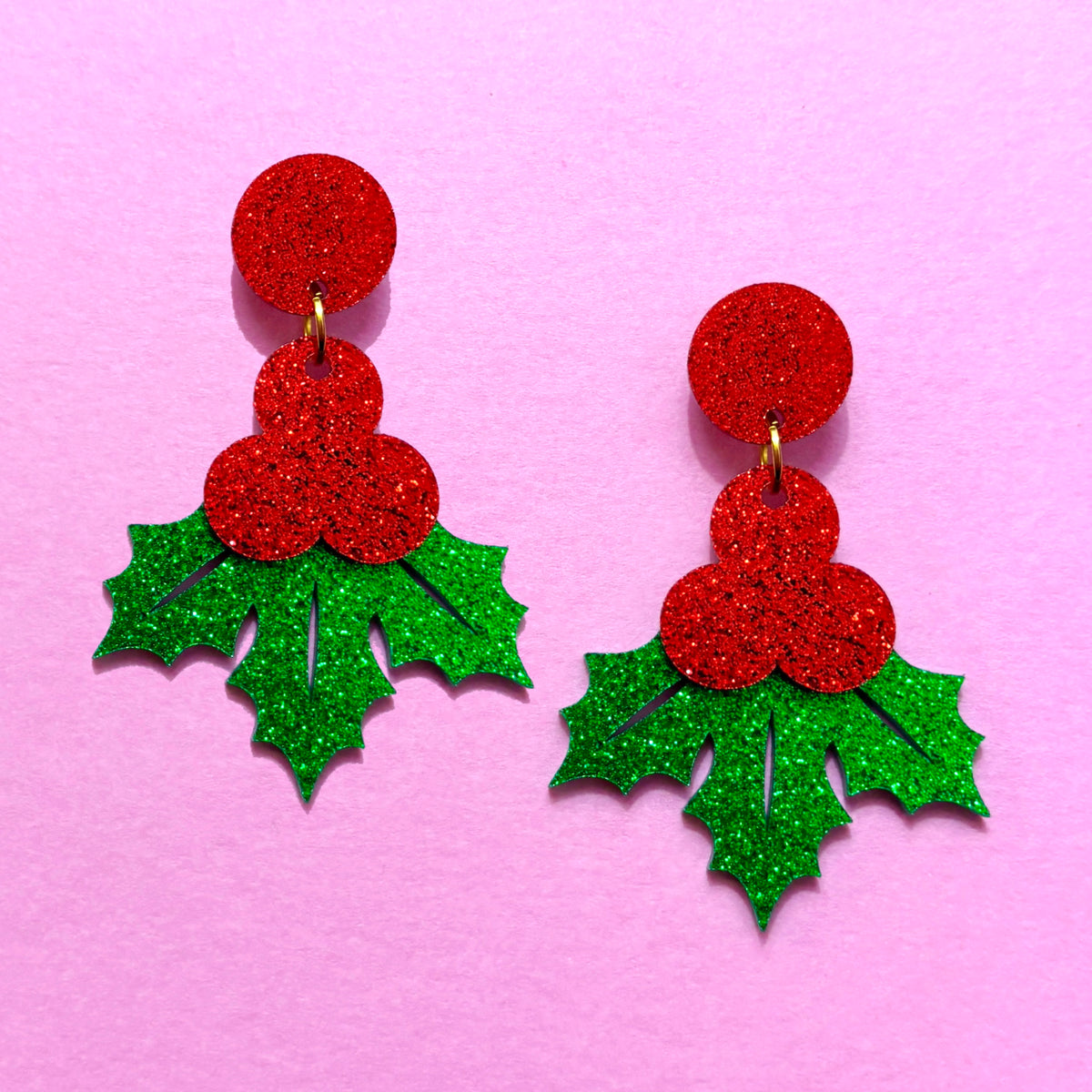 Holly & Berries Sparkle Drop Earrings