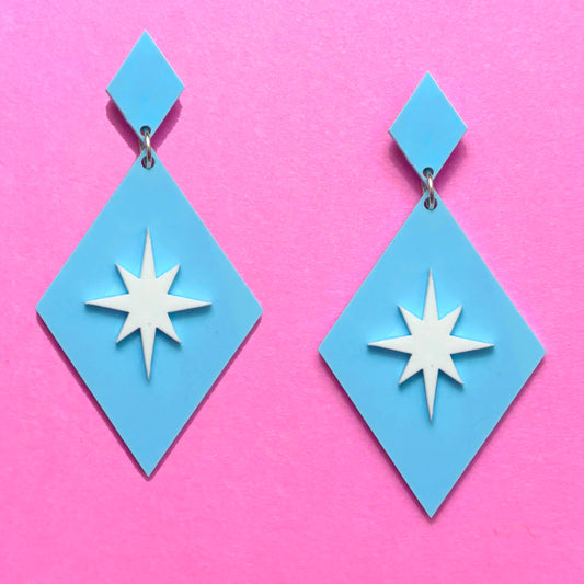 Light Blue Retro Twinkle Drop Earrings