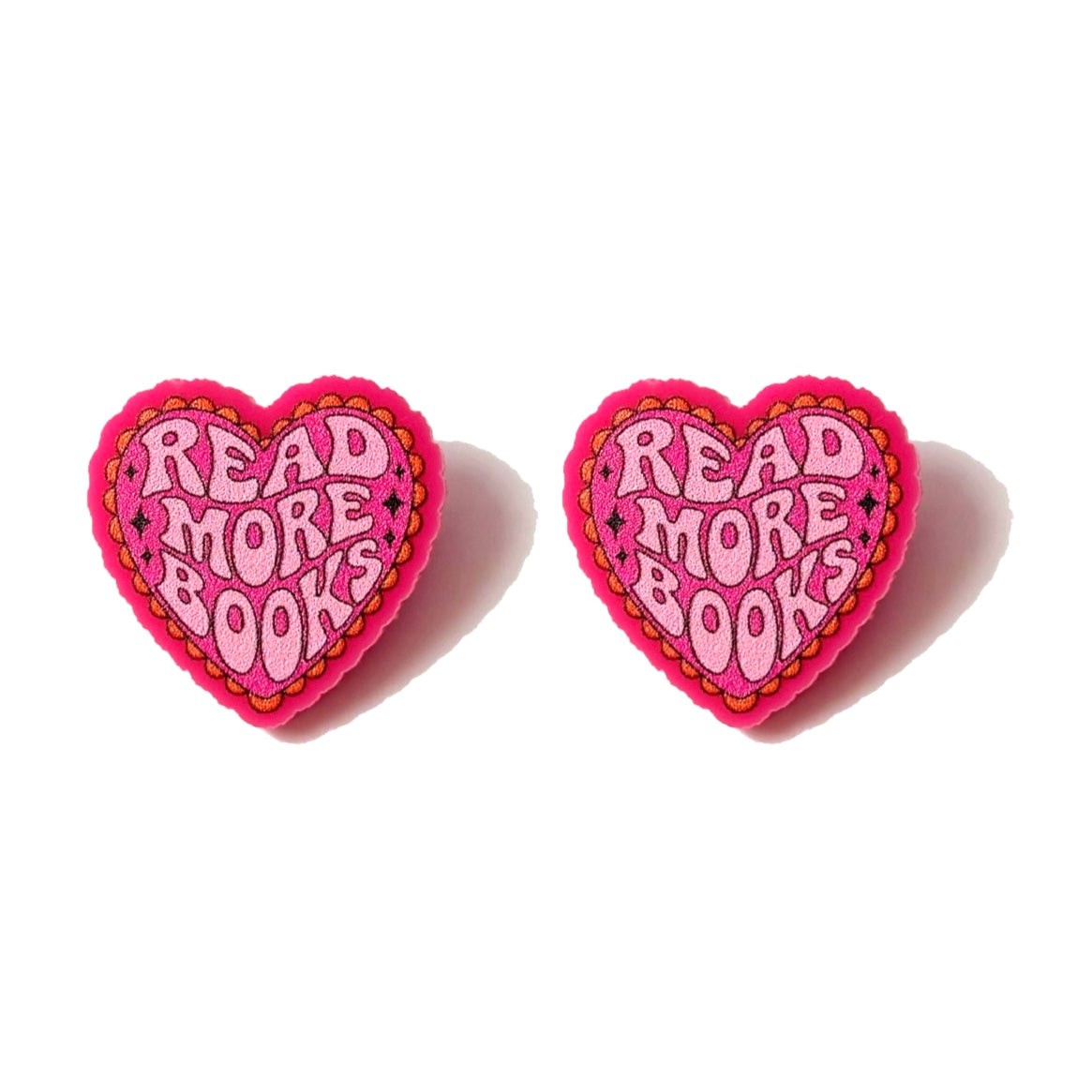 Read More Books Heart Post Earrings
