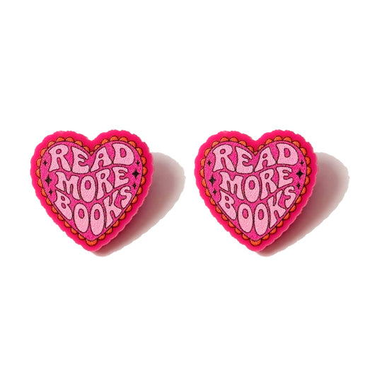 Read More Books Heart Post Earrings
