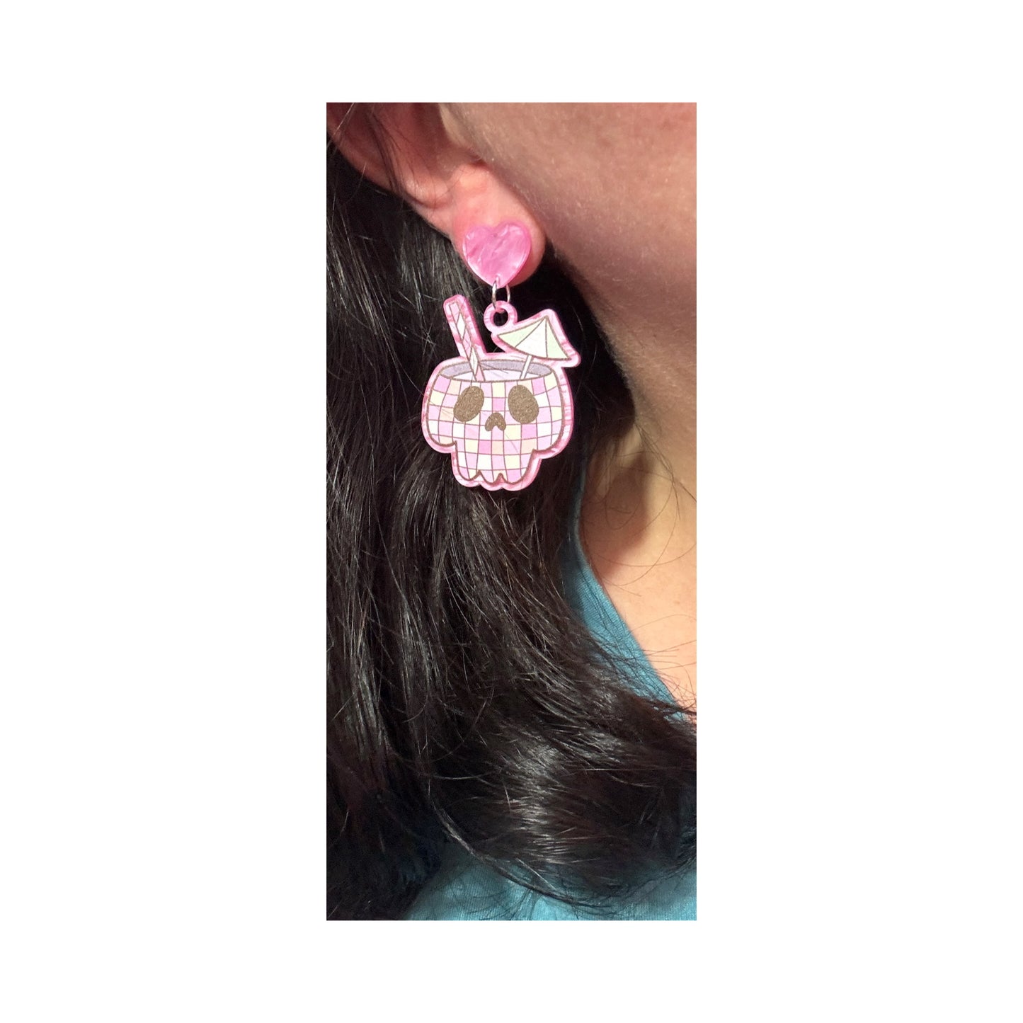Disco Skull Cocktail Drop Earrings