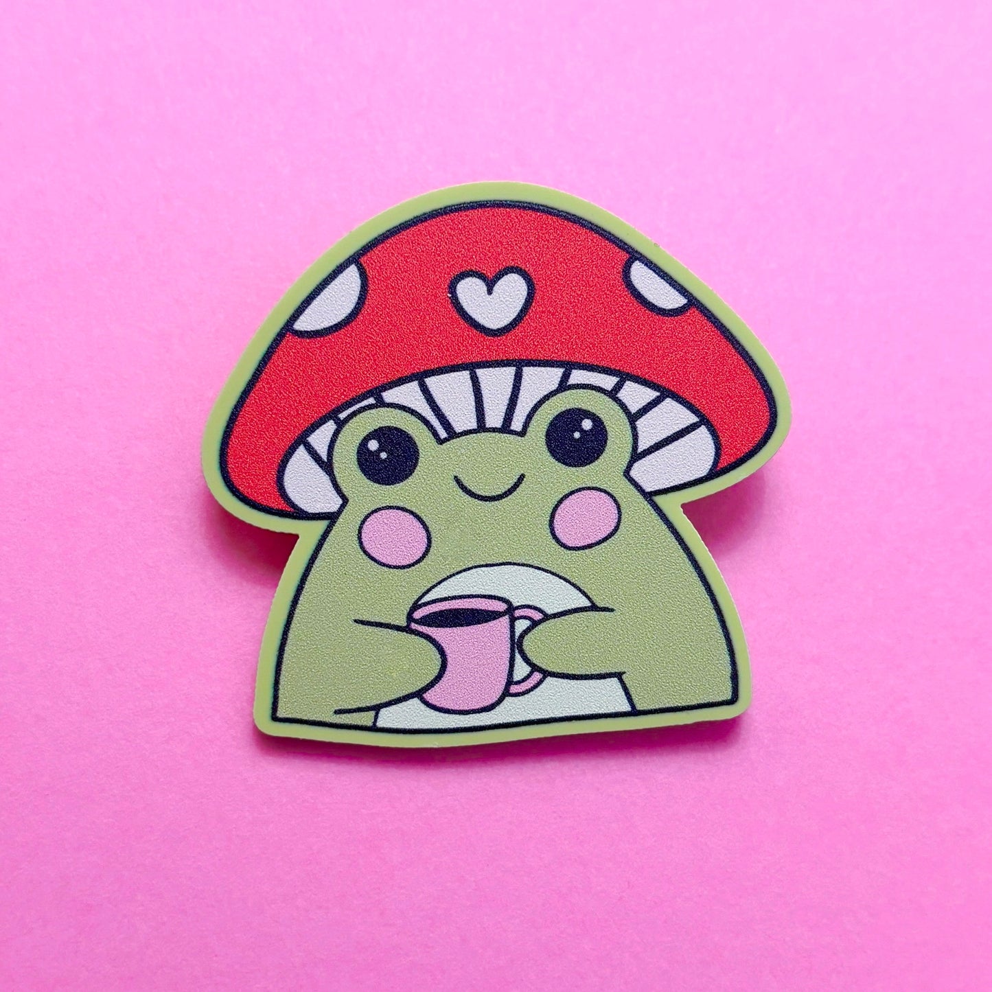 Mushroom Coffee Frog Pin