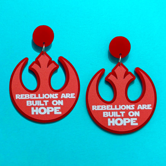 Rebellions Are Built On Hope Red Drop Earrings