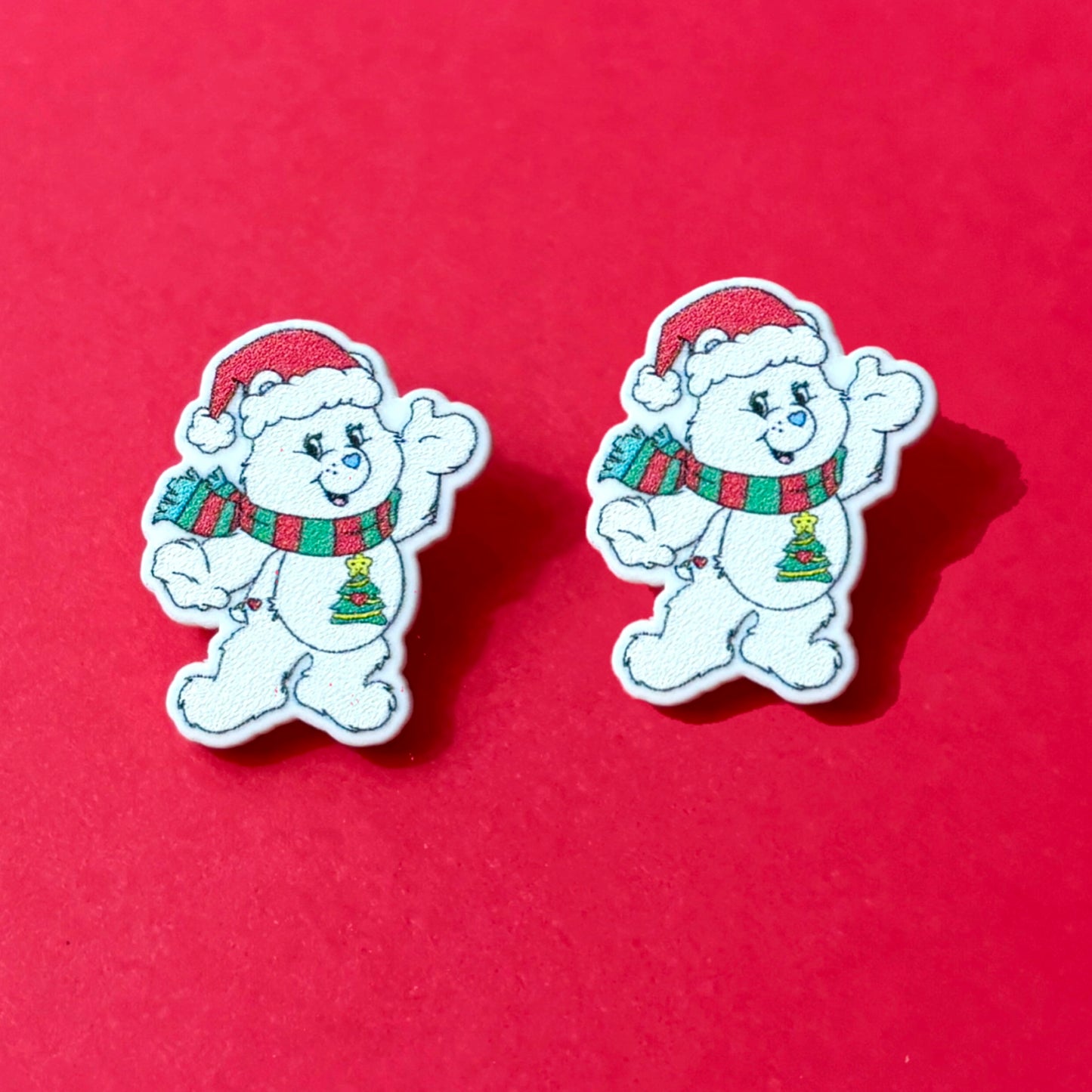 Festive Rainbow Bear Post Earrings