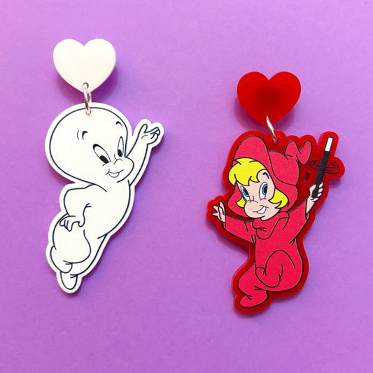 Friendly Ghost Couple Drop Earrings