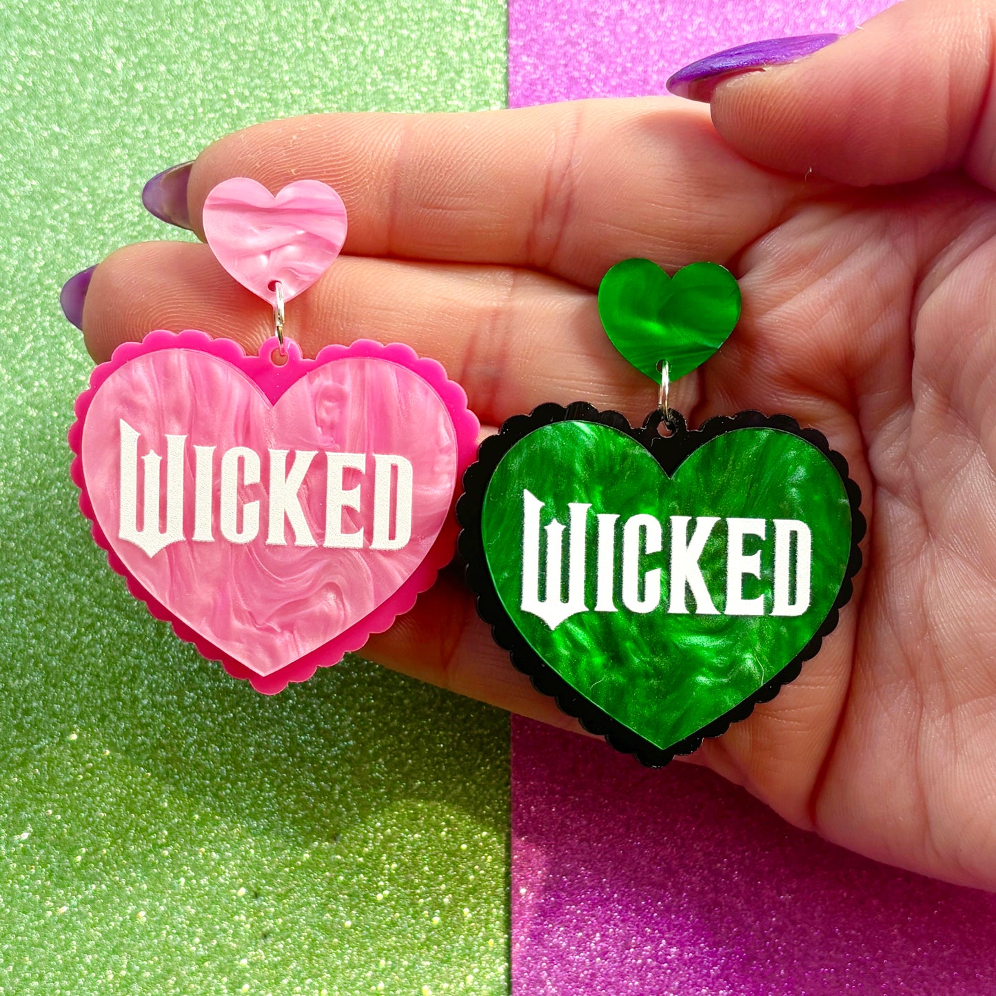 Wicked Marble Heart Drop Earrings
