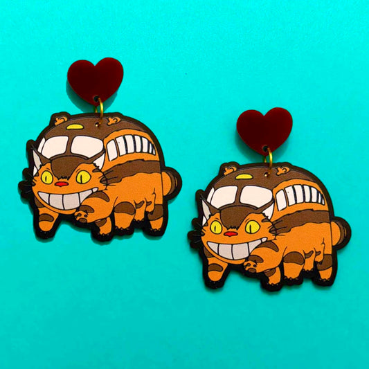 Cat Bus Acrylic Drop Earrings
