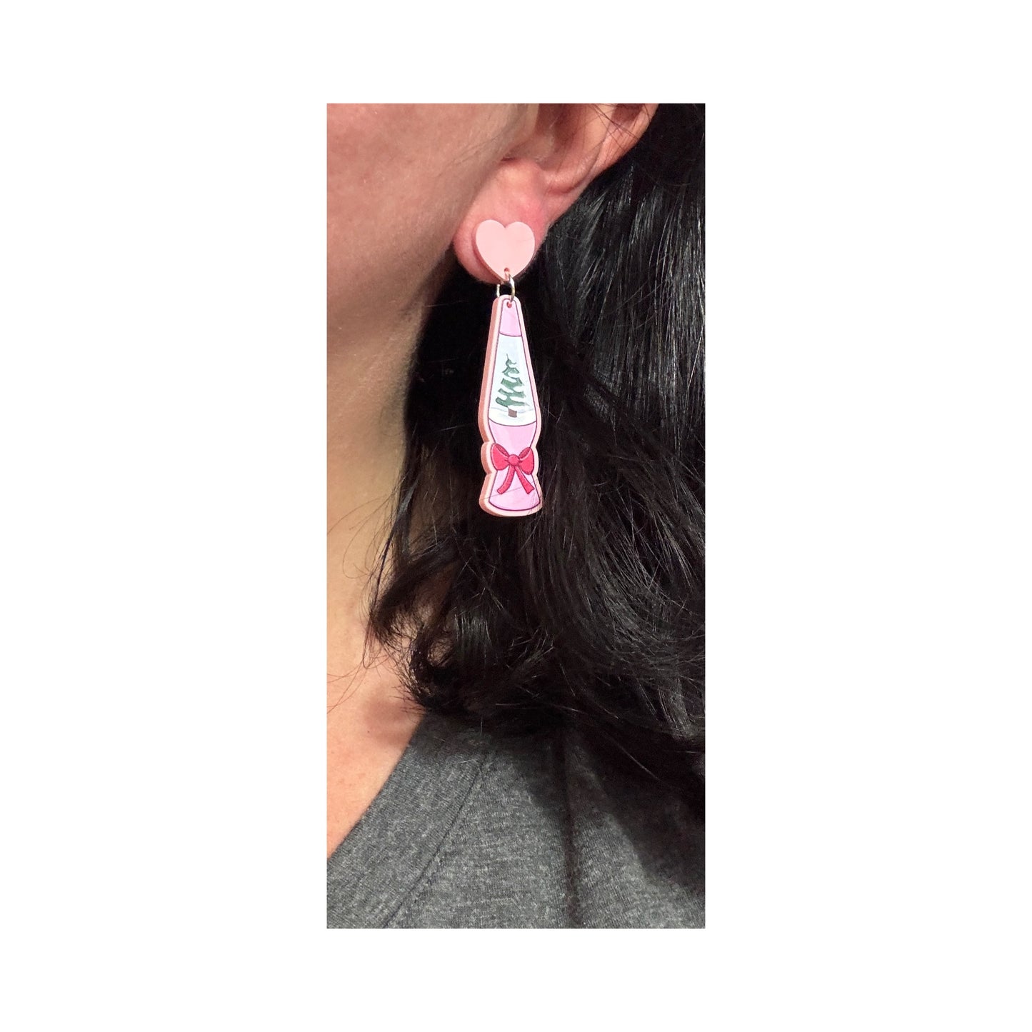 Pink Christmas Tree Lava Lamp Drop Earrings