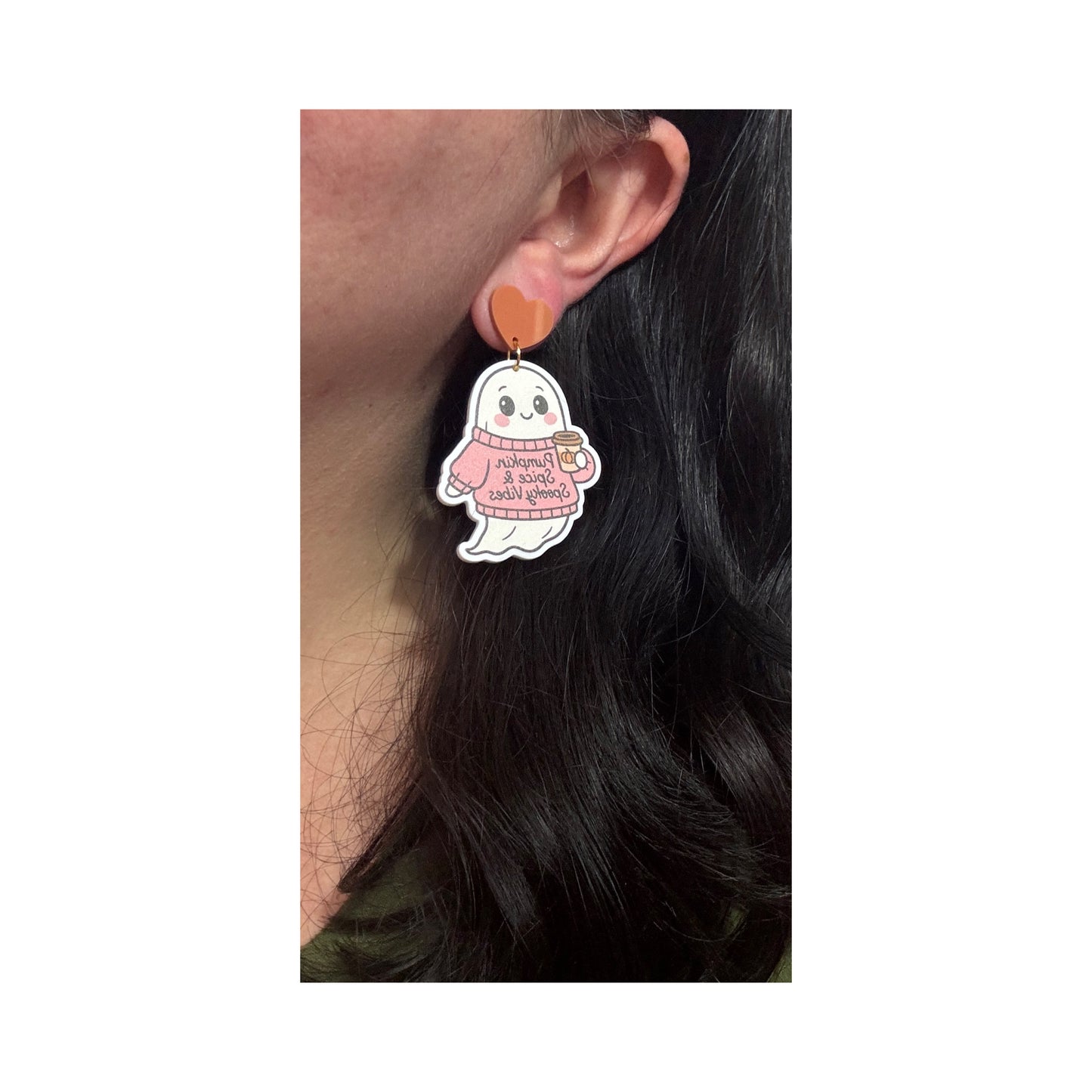 Pumpkin Spice Ghostie Drop Earrings