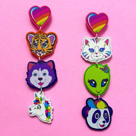 90s Neon Critter Pals Tiered Drop Earrings