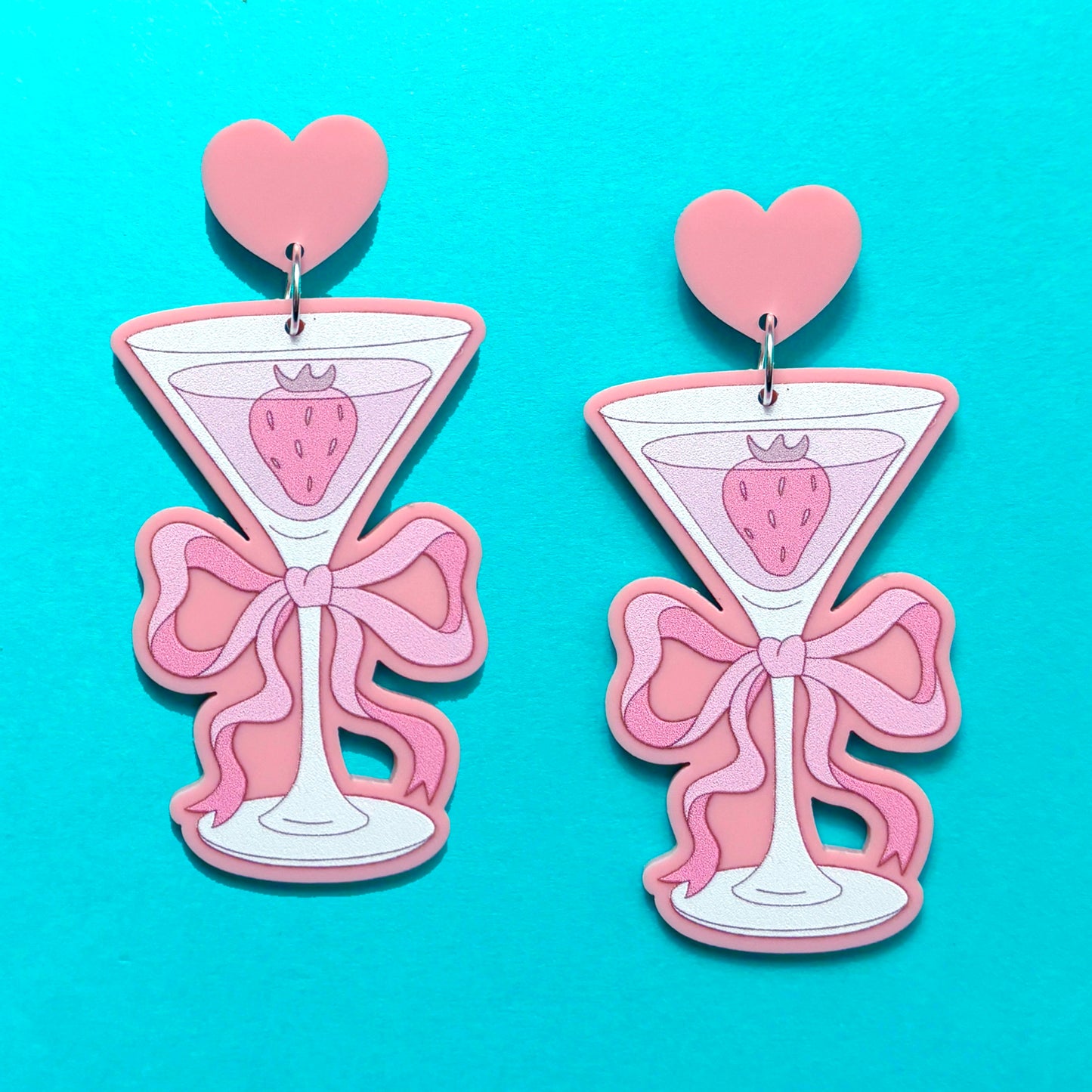 Sweetheart Strawberry Martini Drop Earrings