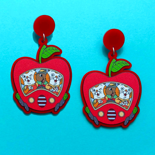 Scarry Friends Apple Car Drop Earrings