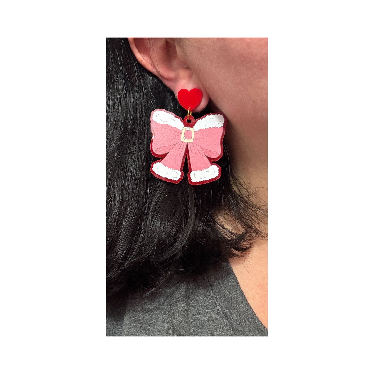 Santa Coquette Bow Drop Earrings