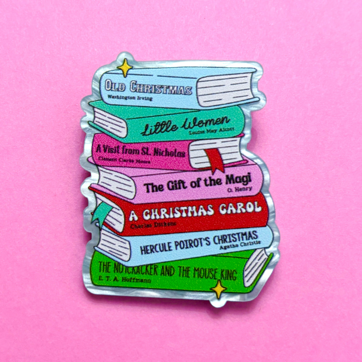 Christmas Classic Pastel Bookstack Pin