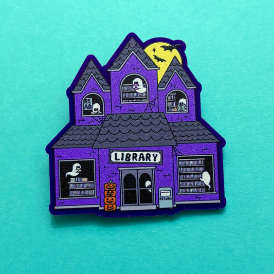 Spooky Library Pin
