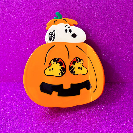 Beagle & Bird Pumpkin Claw Clip