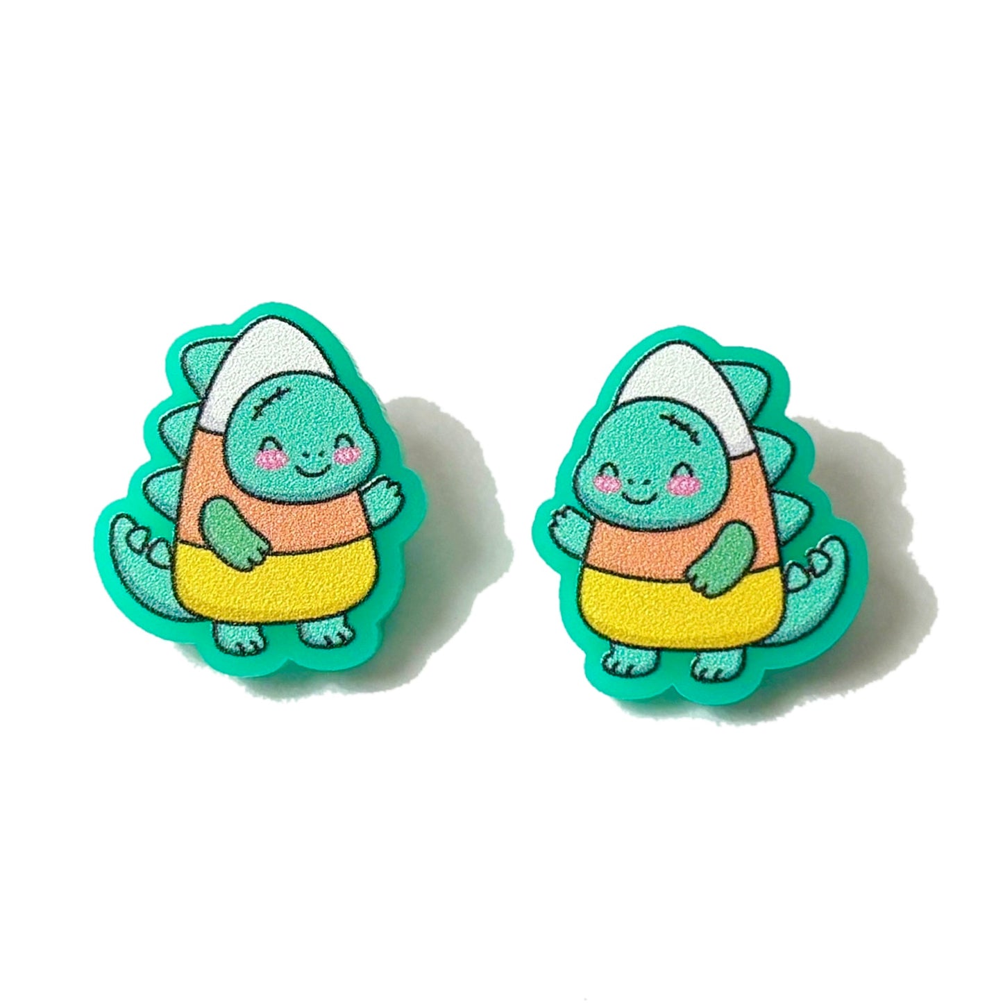 Candy Corn Dino Post Earrings