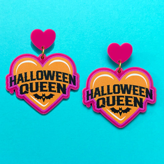 Halloween Queen Heart Drop Earrings