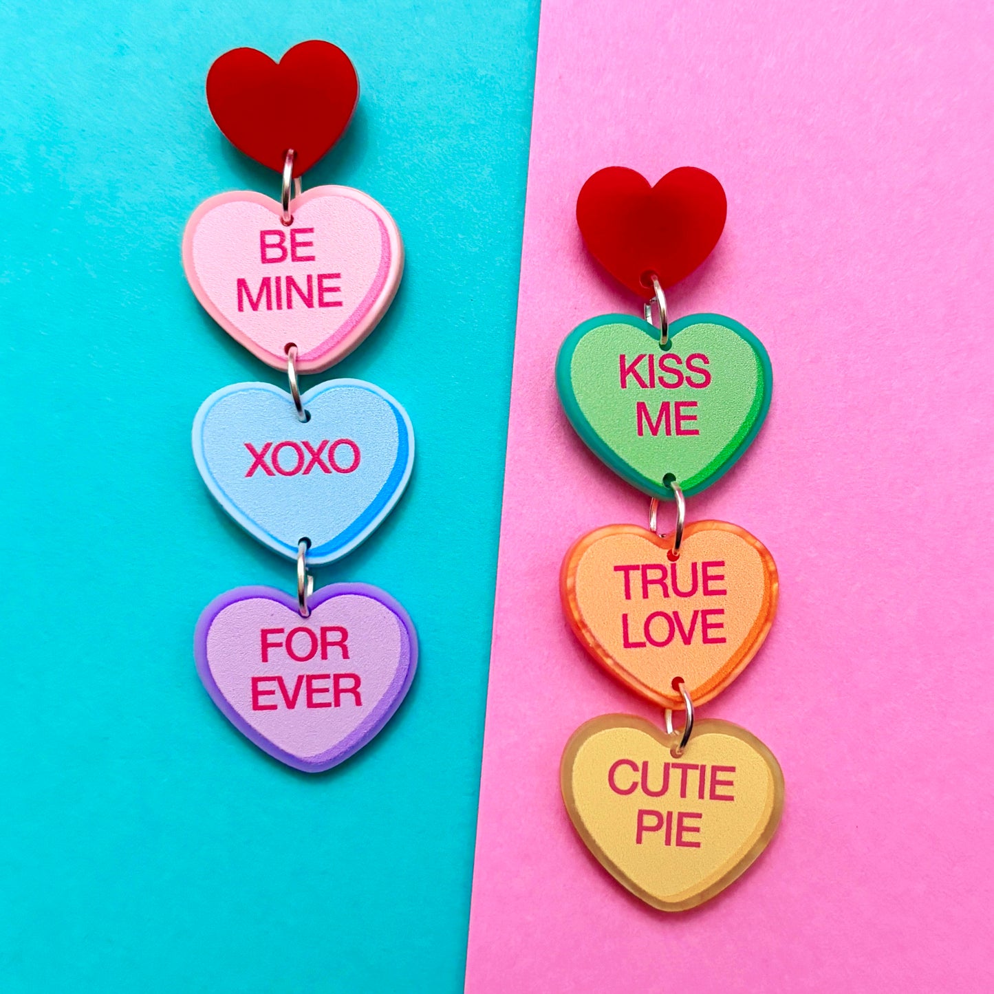Conversation Heart Tiered Drop Earrings