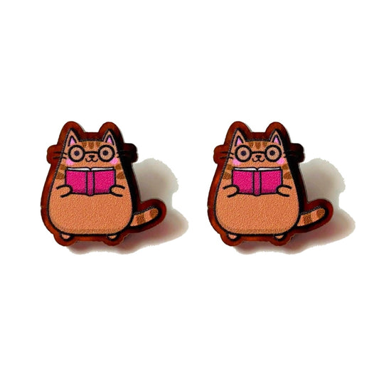 Bookish Cat Post Earrings