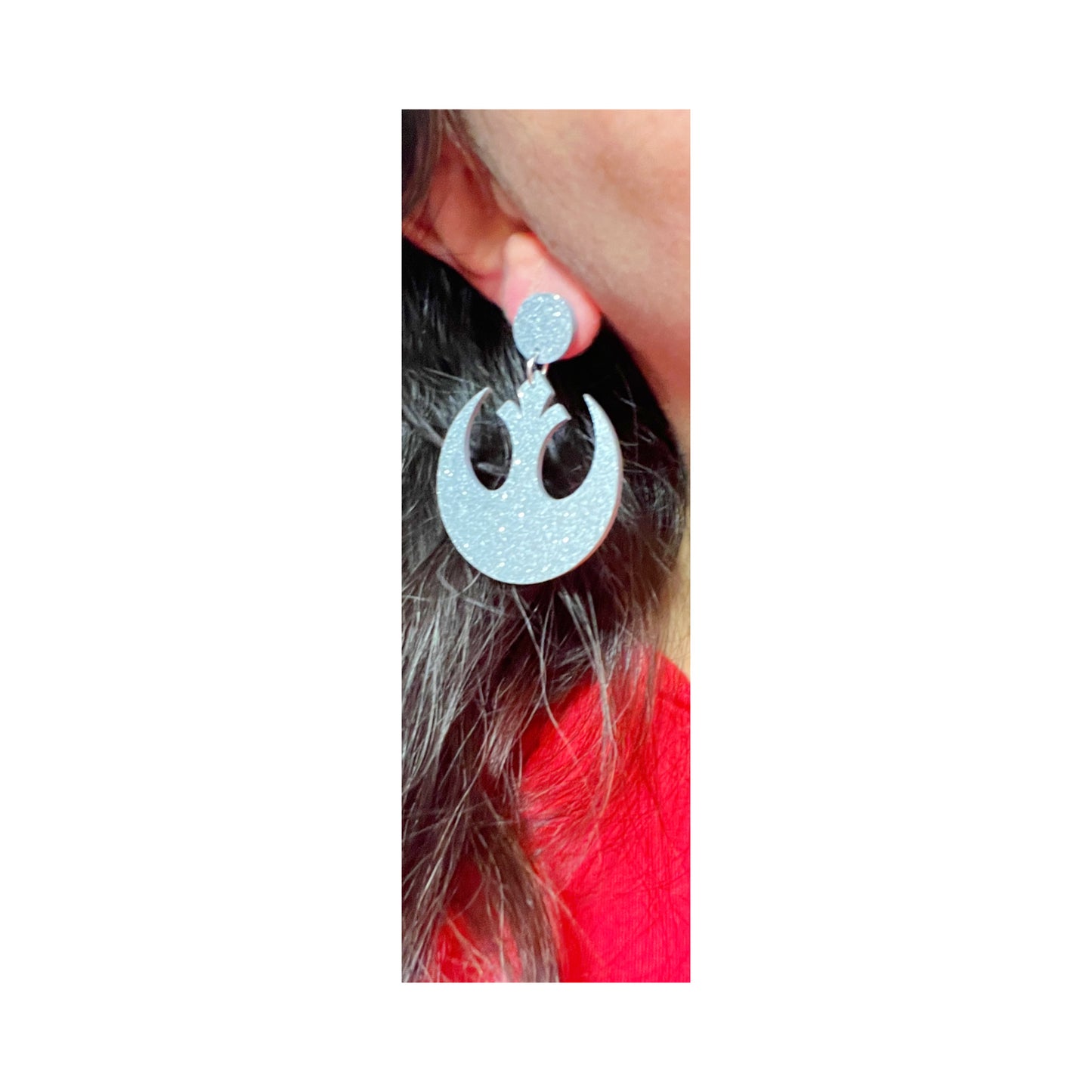 Silver Glitter Rebel Alliance Drop Earrings