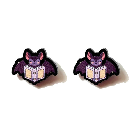 Bookish Bat Post Earrings