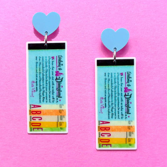 Retro Park Ticket Book Drop Earrings