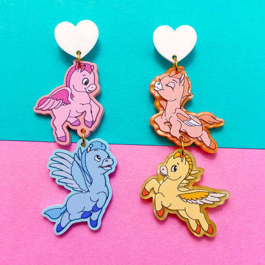 Baby Pegasus Siblings Tiered Drop Earrings