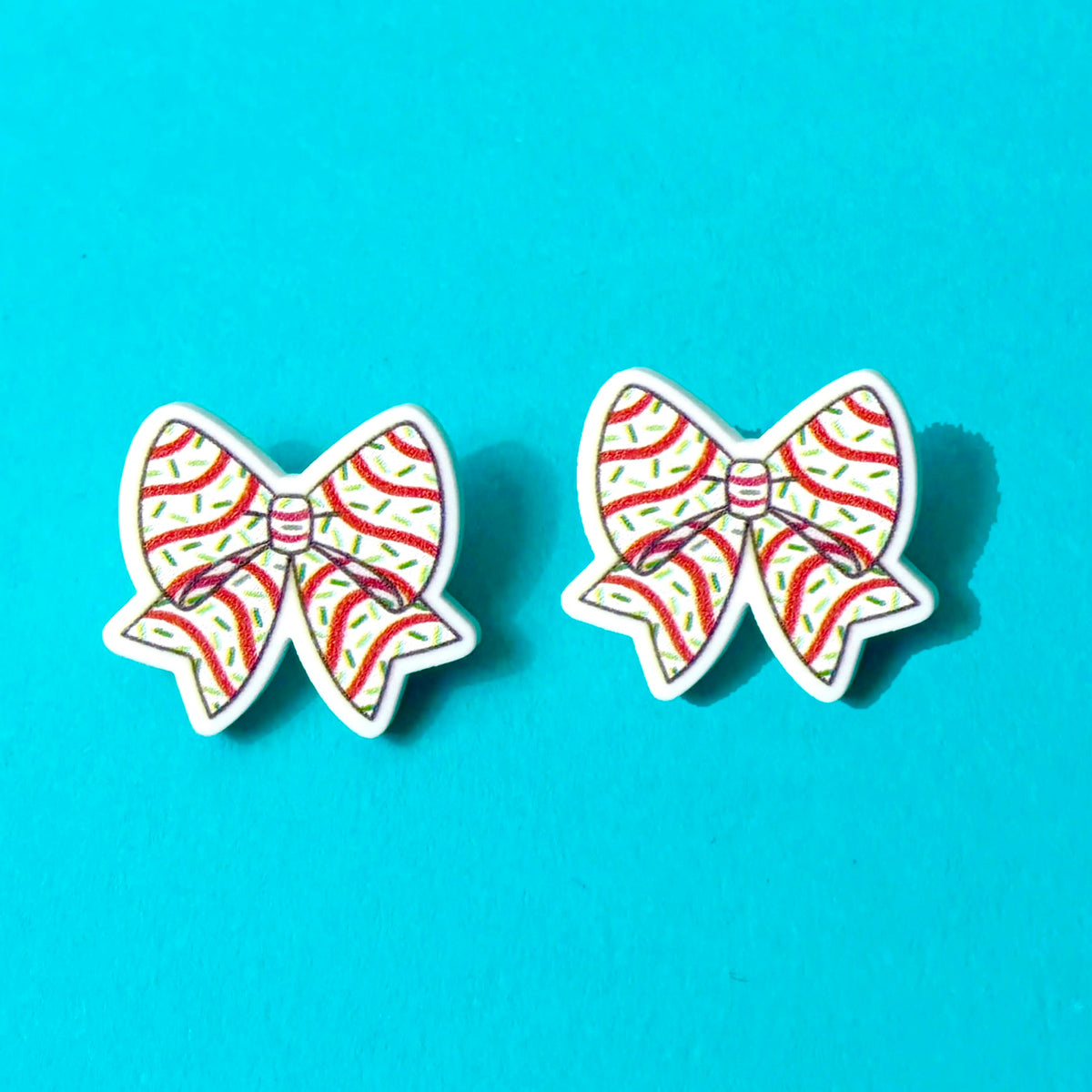 Christmas Tree Cake Bow Post Earrings