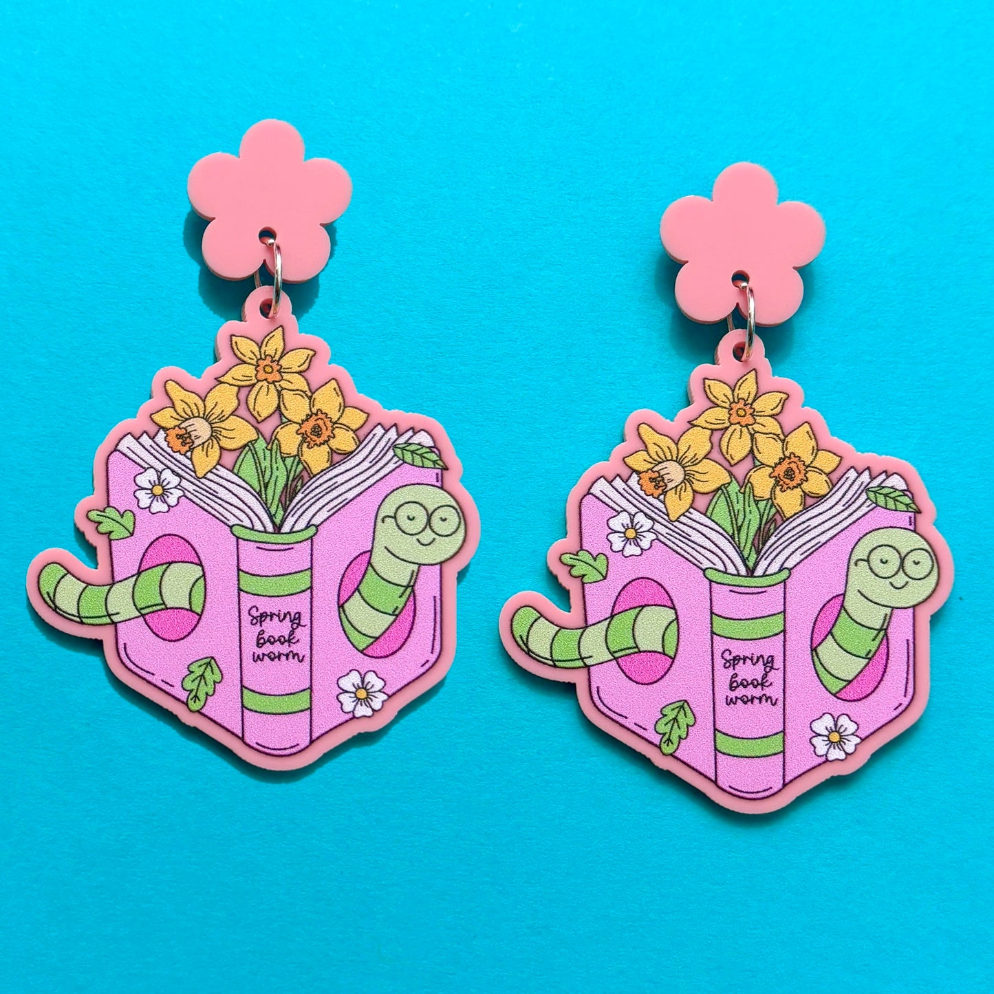 Floral Bookworm Drop Earrings