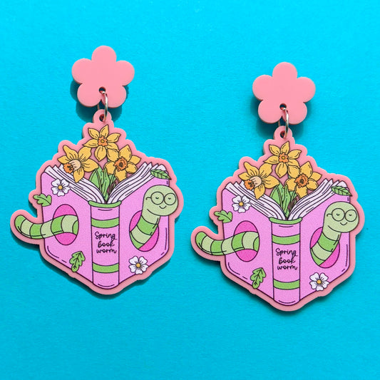 Floral Bookworm Drop Earrings