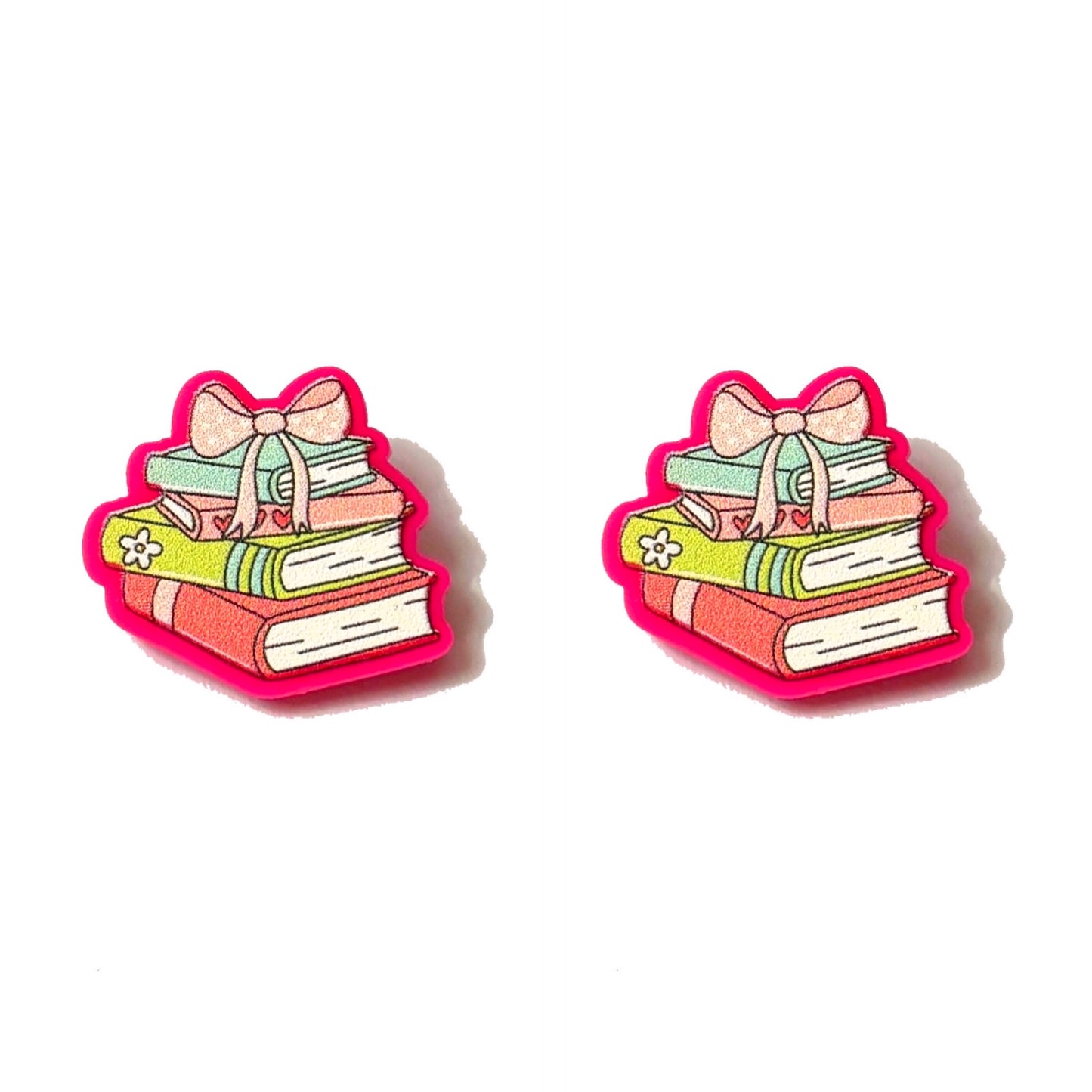 Hot Pink Bookstack Post Earrings