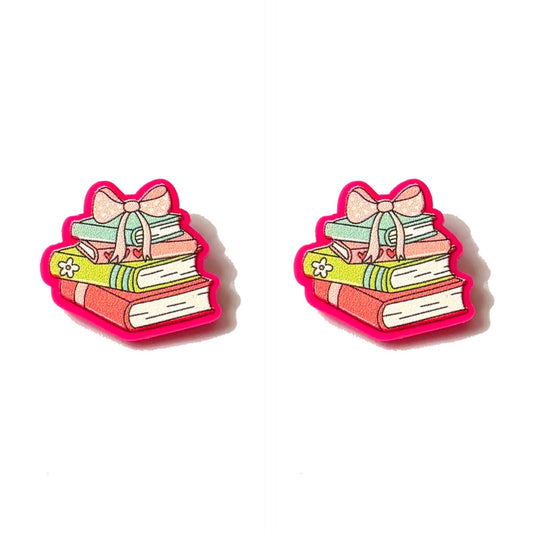 Hot Pink Bookstack Post Earrings