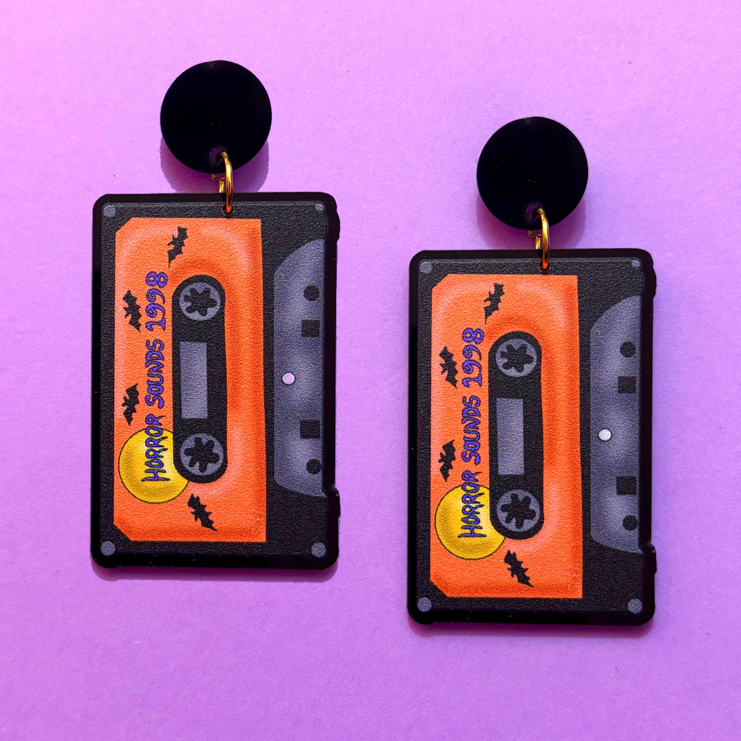 Horror Cassette Tape Drop Earrings