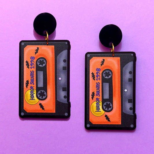 Horror Cassette Tape Drop Earrings