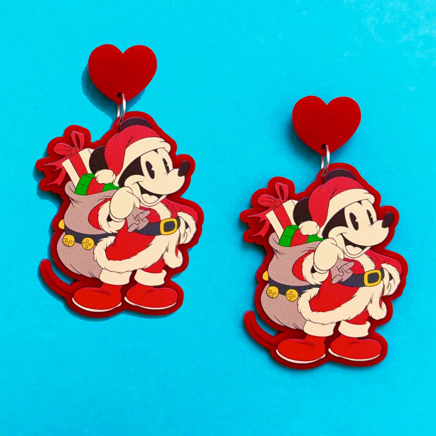 Vintage Santa Mouse Drop Earrings