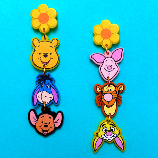 Pooh & Friends Inspired Tiered Acrylic Drop Earrings