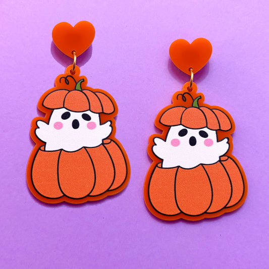 Peek-A-Boo Pumpkin Drop Earrings