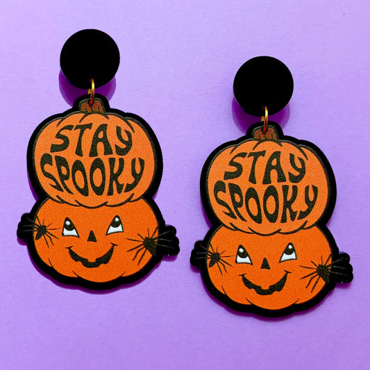 Stay Spooky Pumpkin Drop Earrings